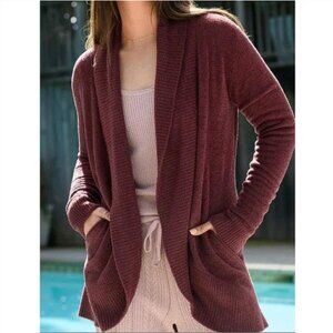 Barefoot Dreams CozyChic Lite Circle Cardi Open Neck Size (M) Rosewood NWT!